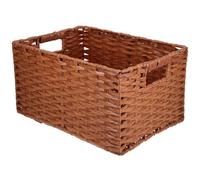SHERCHPRY Panier de Rangement Tressé Imitation Rotin de Grosse Capacité pour Bureau et Maison, Design Rétro Matériau Pp Solide et Dimensions 35x25x19 Cm