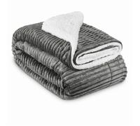 Beautissu XXL Plaid canapé Grande Taille Sherpa Polaire pour Hiver Doux | 220x240cm anthracite chaud effet scintillant imitation peau d'agneau Couverture douillette Elisa