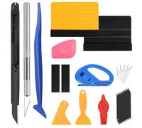Sheryl&Rain 27 Pièces Kit Covering Outils de Film Teinté Voiture, Kit de Films Adhésifs pour Vitre Teintée Voiture, avec Raclette en Feutre, Coupeur de Films, Grattoirs, Polaire de Remplacement