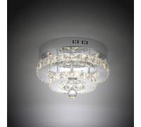 SHFGOO Cristal moderne LED plafonnier K9 Cristal en acier inoxydable Lustre Décor parfait pour le couloir/escalier/chambre à coucher/salle à manger (3 couleurs de gradation)