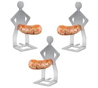 Shibida 3PCS Support À Saucisses pour Barbecue,Supports Amusants Hot-Dogs en Acier Inoxydable en Forme d'homme pour Rôtissoires à Saucisses Accessoires de Barbecue Grill