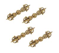 SHIDXIB Lot de 4 porte-clés en laiton pur 6 caractères Mantra Vajra en un mot Goutte Magique Pilon Vajra Prong Ésotérique Protection du Corps pour Homme et Femme Creative Rétro Porte-clés Pendentif