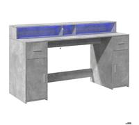 ShieldPro®Meuble ordinateur/Bureau PC - CLOUD - Cabinet de Bureau et lumières LED gris béton 160x55x91cm - Bois d'ingénierie 2341185