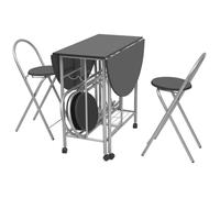 ShieldPro®Table cuisine + chaises(Rectangle),SOLOMON,Noir Ensemble de salle à manger pliable 5 pcs - FAFA-TOP - Meuble de cuisine -