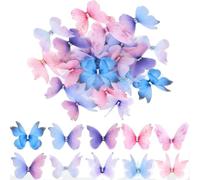 Shimilili 100 Pièces 3D Papillon Décoration Strass, Applique, Ornements Adhésifs Paillettes Tissu Organza, Été Mural Vêtements Barrettes