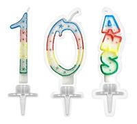 SHIMOMURA 1 Pack Bougie Anniversaire 10 Ans pailletée Multicolore R/BBC0