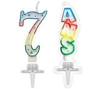 SHIMOMURA 1 Pack Bougie Anniversaire 7 Ans pailletée Multicolore R/BBC0