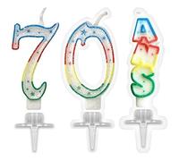 SHIMOMURA 1 Pack Bougie Anniversaire 70 Ans pailletée Multicolore R/BBC0