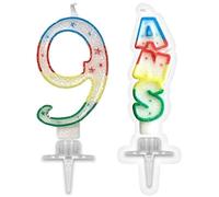 SHIMOMURA 1 Pack Bougie Anniversaire 9 Ans pailletée Multicolore R/BBC0
