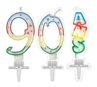 SHIMOMURA 1 Pack Bougie Anniversaire 90 Ans pailletée Multicolore R/BBC0