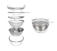 SHIMOYAMA Lot de 6 bols mélangeurs empilables en acier inoxydable avec couvercle, ensemble de passoires de cuisine multifonctionnelles pour pâtisserie, pétrissage et collations