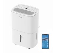 SHINCO WIFI Déshumidificateur Portable 50L/Jour avec Pompe de Relevage, Purificateur d'air, Filter à Charbon Actif, Minuterie 24h, Drainage Continu, Fonction Sèche-Linge, Blanc