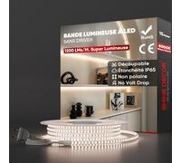Shine Decor 15m Bande Lumineuse LED, 220V Autocollante Silicone Bande LED étanche IP65, SMD 2835 120 leds/m Ultra Haute Luminosité pour Cuisine Jardin Eclairage LED (Blanc Naturel, Certifié CE)