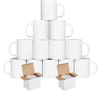 shine planet Tasses à sublimation vierges Tasses à café blanches à sublimation de 33 cl Tasses à sublimation à grande anse avec coffrets cadeaux (12)
