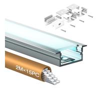 Shine Plus Profilé alu pour ruban LED 2 m x 15 pièces, rail Profilé U-forme taille 26,7mm x 10 mm, profilé encastrable diffuseur baguette profile, Largeur Maximale 16mm (15 × 2 Meter)