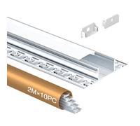 Shine Plus Profilé LED encastrable 10 x 2m, profile alu pour ruban, Rail, Diffuseur baguette cache, Largeur Maximale 20 mm (10 × 2 Meter)
