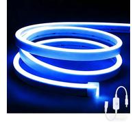 ShineBurky Ruban LED Néon 5M Bleu, 12V Bande LED IP65 Etanche | Decoupable Lumineuse Dimmable Autocollant Stripe pour Cuisine Fête Escalier Chambre Home (sans Alimentation)