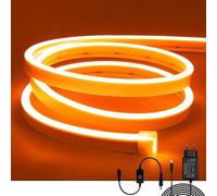 ShineBurky Ruban LED Néon 5M Orange, 12V Bande LED IP65 Etanche | Decoupable Lumineuse Dimmable Autocollant Stripe pour Cuisine Escalier Chambre Home (avec Alimentation)