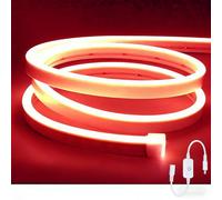 ShineBurky Ruban LED Néon 5M Rouge, 12V Bande LED IP65 Etanche | Decoupable Lumineuse Dimmable Autocollant Stripe pour Cuisine Fête Escalier Chambre Home (sans Alimentation)
