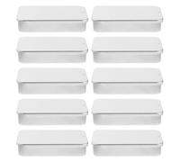 SHINEOFI 10 Pièces Boîte Métallique Rangement Multifonction Couvercle Coulissant Rectangulaire Argentée pour Bijoux et Crayons Cosmétiques, Usage Quotidien et Loisirs Créatifs