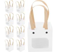 SHINEOFI 12pièces Sacs Cadeaux Kraft avec Fenêtre Transparente et Poignée Sacs à Bonbons Papier Portables pour Fête Anniversaire Sachets Mariage Polyvalents pour Friandises et Biscuits