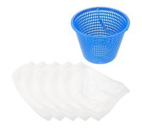 SHINEOFI 1ensemble Panier Skimmer Piscine Bleu avec Chaussettes Maille Fine Filtre Panier Écumoire pour Piscine Enterrée Sol Capture Débris et Réduit Usure Pompe