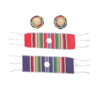 SHINEOFI 2 Ensembles Ensemble de Décoration Festive et 2 Écharpes Rayées Rouges et Violettes pour Bouteilles de Vin 2 Mini Chapeaux en Tissu pour Fêtes et Carnavals