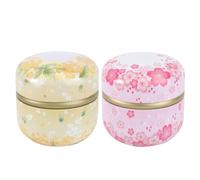 SHINEOFI 2 pièces Boîtes à Thé Rondes Fer Petit Format Coffret de Boîtes Étain Pots de Rangement Alimentaires Polyvalents Décoratives et Robustes pour Infusions et Thés Vrac