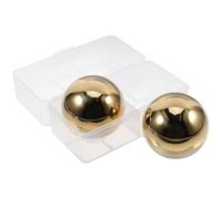 SHINEOFI 2 Pièces Boules de Glace Réutilisables en Acier Inoxydable 304 Or pour Whisky Boîte de Rangement, Pierres à Whisky Rafraîchissantes pour Amateurs de Boissons