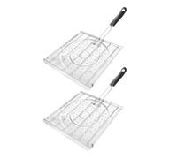 SHINEOFI 2 Pièces Grille Barbecue Pliable avec Poignée en Plastique, | Usage Maison et Camping, Nettoyage Facile, Prise Confortable, Résistant à Déformation, Noir