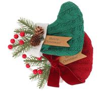 SHINEOFI 2 Pièces Ornement de Chaussette de Noël en Polyester et Plastique, Bottes Tricotées Élégantes pour Décorations Festives et Porte-collations Fêtes d'hiver