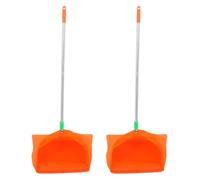 SHINEOFI 2 Pièces Pelle à Poussière Portable en Acier Inoxydable Orange Structure Anti-vent pour Nettoyage Extérieur et Entretien des Parcs par Agents de Propreté