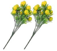 SHINEOFI 2 Tiges de Citronnier Artificielles Réalistes en Plastique, Branches Décoratives Citron Artificiel Vertes, Décorations pour Vases et Centres de Table, Maison, Bureau et Fête