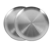 SHINEOFI 2pcs Plateau Tournant à Pizza Rond en Acier Inoxydable 30 Cm, Surface Antiadhésive Lisse, pour Four et Barbecue en Famille