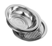 SHINEOFI 3 pièces Bassine Égouttoir Inox Multifonction Passoire Légumes Fruits avec Râpe Intégrée Panier Drainage Empilable pour Cuisine et Lavage de Riz