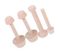 SHINEOFI 4 Pièces Moule à Tartelettes en Bois Double Face Poussoir à Pâte, Outil de Pâtisserie Facile à Utiliser pour Façonnage de Tartes Unique, Cuisine