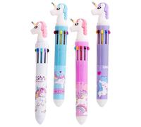 SHINEOFI 4 Pièces Stylos à Bille Multicolores Rétractables pour Adolescents, Accessoires Scolaires Portables, Stylos Multifonctions pour Écriture Fluide et Dessin
