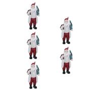 SHINEOFI 5 Pièces Statuette Père Noël en Résine, Décoration de Table, | Ornement de Noël Debout, Finition Détaillée, Réutilisable Année Après Année