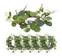 SHINEOFI 6 Pièces Couronne Ronde Artificielle en Eucalyptus Vert pour Bougies, Anneaux Décoratifs en Soie et Plastique, Polyvalente pour Salons et Bureaux, Décoration Élégante Printemps
