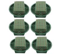 SHINEOFI 6 Pièces Set de Mousse Verte avec Plateau, Éponge en Plastique Ronde et Rectangulaire, Absorption D'eau Facile pour Compositions et Bouquets sans Désordre