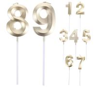 SHINEOFI 9 Pièces Bougie D'anniversaire Chiffre en Paraffine Couleur Or, Design 3d Lisse et Brillant, Décoration pour Gâteaux, pour Fêtes et Muffins