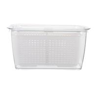 SHINEOFI Boîte de Conservation des Fruits avec Passoire Double Couche 4,5l en Pet pour Réfrigérateur la Cuisine, Panier à Fraises et Légumes Blanc