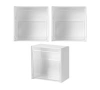 SHINEOFI Boîte de Cotons Murale Blanche 3pcs Couvercle Anti-poussière en Hips pour Rangement Maquillage Facile Accès Salle de Bain