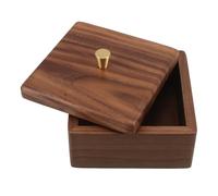SHINEOFI Boîte de Rangement Carrée pour Cotons-tiges et Disques de Coton Résistante à L'humidité en Bois de Noyer pour Salle de Bain et Coiffeuse