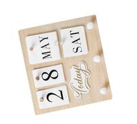 SHINEOFI Calendrier Perpétuel Facile à Manipuler avec Crochet de Rangement en Bois Multifonctionnel Finition Rustique Vintage pour Maison ou Bureau