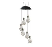 SHINEOFI Carillon Éolien à Lumière Solaire Extérieure LED sans Câblage en Plastique Noir 0,5w pour Patio et Décoration de Jardin Suspendue