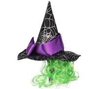 SHINEOFI Chapeau de Sorcière Halloween pour Animaux de Compagnie, Bonnet Étoile Motif Toile D’araignée, Taille Moyenne, Confortable et Doux, Accessoire Cosplay pour Chiens, Chats et