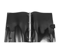 SHINEOFI Classeur à 4 Trous A4 en Pvc Souple Noir avec Fermeture à Pression, Recharge pour Cahier à Feuilles Mobiles, Protège-reliure Moderne pour Notes Professionnelles