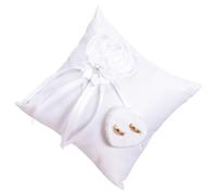 SHINEOFI Coussin Réutilisable Design Floral Délicat et Porte-alliances Blanc Carré en Polyester Facile à Ranger pour Mariage Cérémonie de Mariage