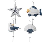 SHINEOFI Crochets Muraux Décoratifs Supports Muraux Créatifs en Bois Style Méditerranéen 4pcs Patère Murale Pratique et Décorative pour Fête Estivale